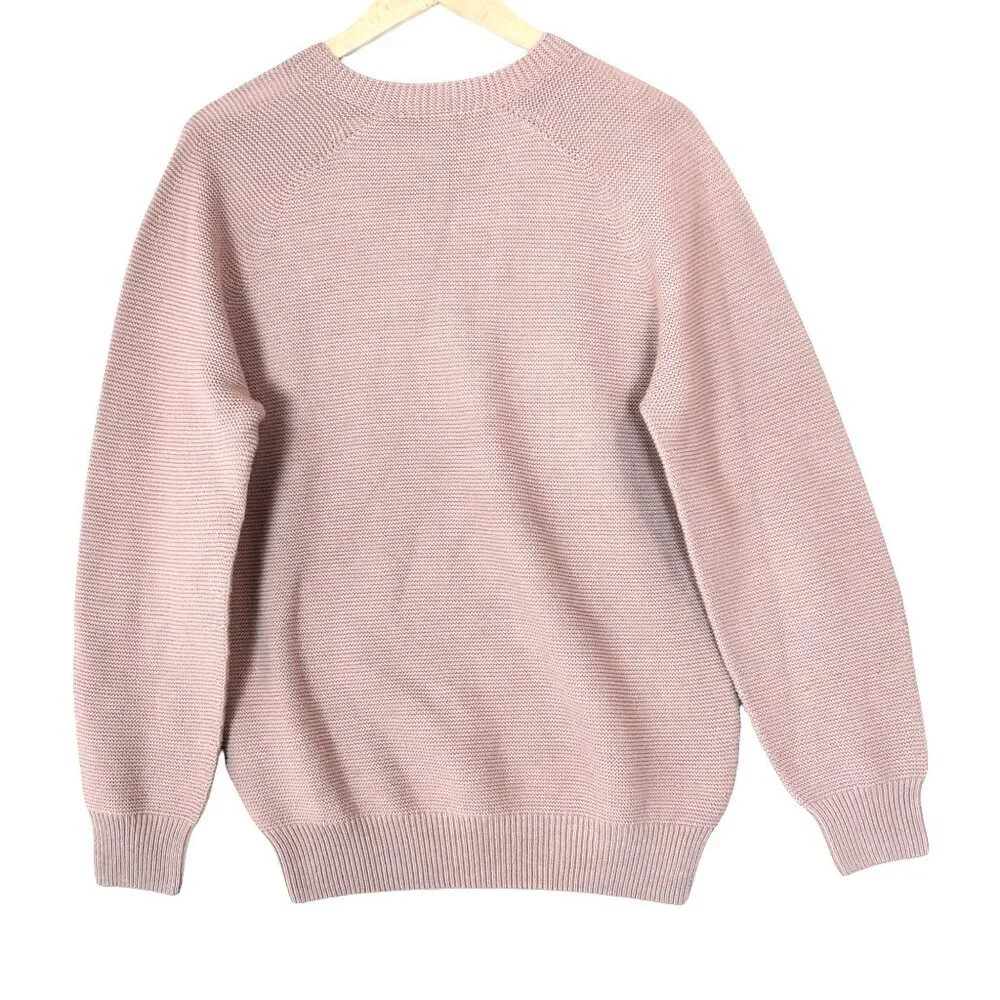 Uniqlo Pink Knit Sweater Crewneck Minimalist Soft Casual Cozy Layer M - Picture 2 of 7